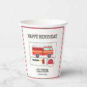 Red Fire Truck | Thema Kinderen Verjaardag Papieren Bekers (Voorkant)