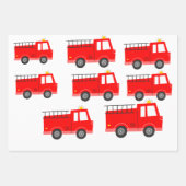 Red Fire Truck Verjaardag Inpakpapier Vel (Voorkant 2)