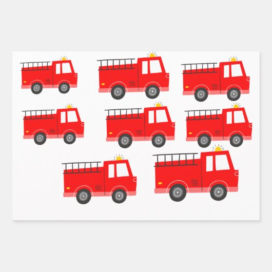 Red Fire Truck Verjaardag Inpakpapier Vel (Voorkant 2)