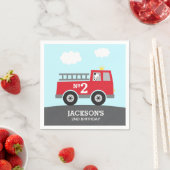 Red Fire Truck Verjaardag Servet (Insitu)