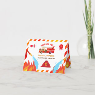 Red Fire Truck Verjaardagsfeestje Dank u Bedankkaart