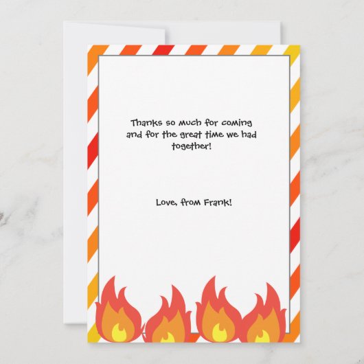 Red Fire Truck Verjaardagsfeestje Dank u Bedankkaart (Achterkant)