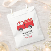 Red Fire Truck Verjaardagsfeestje Dank u