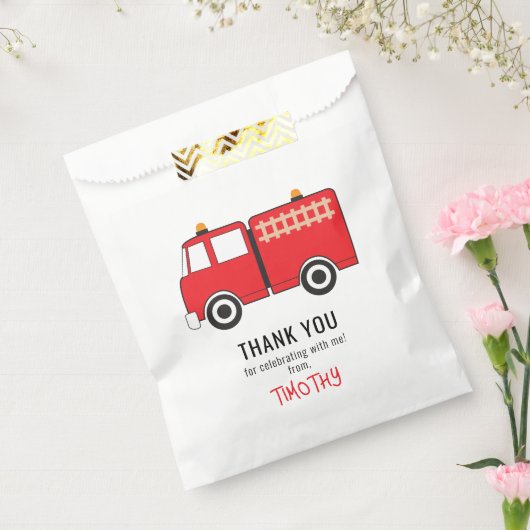 Red Fire Truck Verjaardagsfeestje Dank u Bedankzakje (Gezegeld)