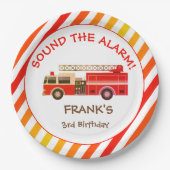 Red Fire Truck Verjaardagsfeestje Papier Bord (Voorkant)