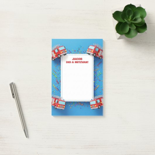 Red Fire Trucks gepersonaliseerde mitswa Post-it® Notes (Kantoor)