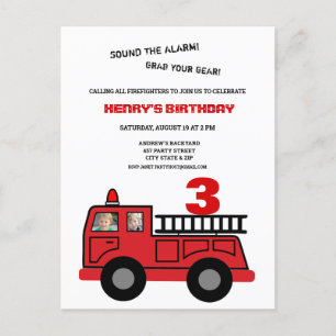 Red Fire twee foto Birthday Party Invitation Briefkaart