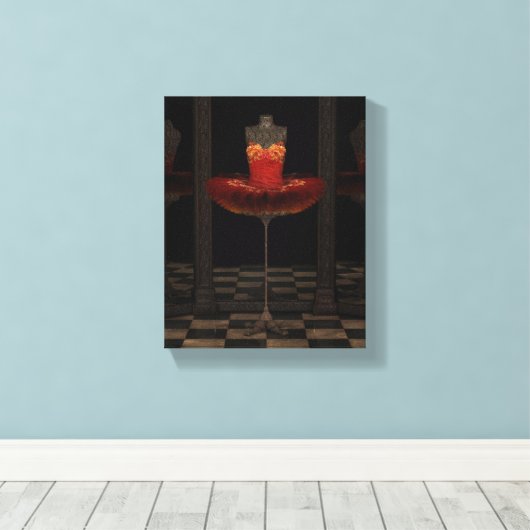 Red Firebird Klassiek Ballet Tutu Reflections Canvas Afdruk (Insitu (Houten vloer))