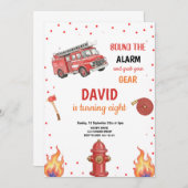 RED FIREFIGHTER BIRTHDAY PARTY INVITATION KAART (Voorkant / Achterkant)