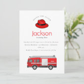 Red Firetruck Engine Kinder elke leeftijd verjaard Kaart (Staand voorkant)