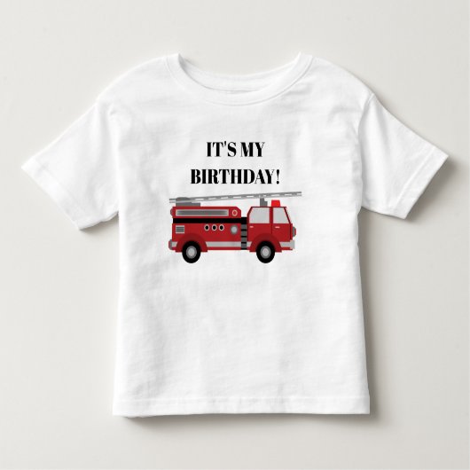 Red Firetruck Het is mijn geboortedag gepersonalis Kinder Shirts (Voorkant)