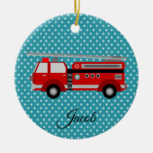 Red Firetruck Keramisch Ornament (Voorkant)