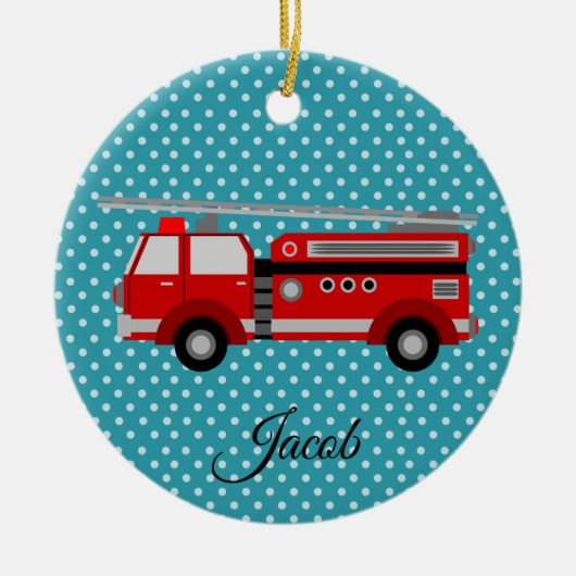 Red Firetruck Keramisch Ornament (Voorkant)