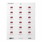 Red Firetruck Verjaardag Adres Label (Full Sheet)