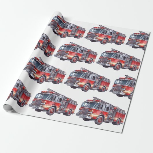 Red Firetruck's Cadeaupapier (Uitgerold)