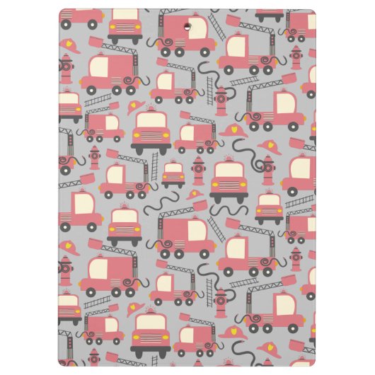 Red Firetrucks Firefighter Kinder Klembord (Achterkant)