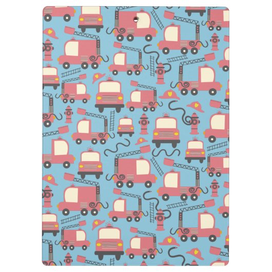 Red Firetrucks Firefighter Kinder Klembord (Achterkant)