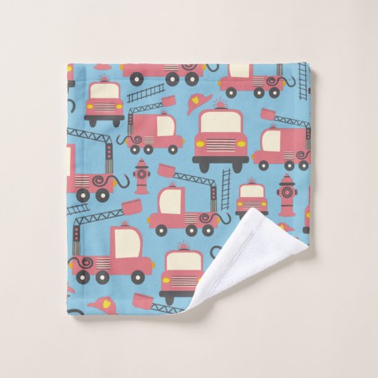 Red Firetrucks Firefighter Kinder reddingsvoertuig Bad Handdoek (Wasdoekje)