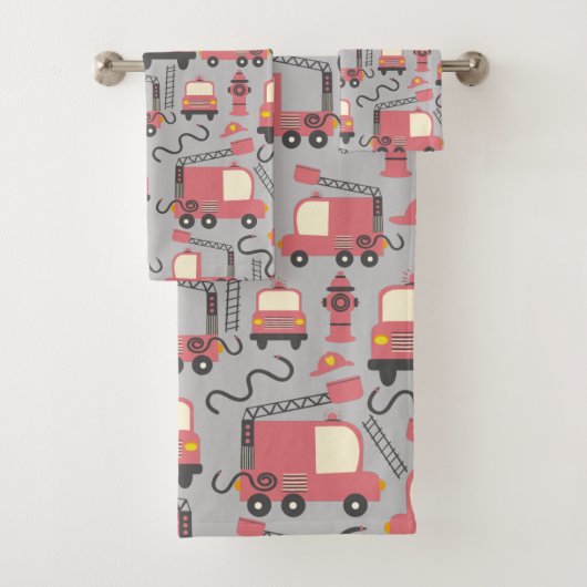 Red Firetrucks Firefighter Kinder reddingsvoertuig Bad Handdoek (Insitu)