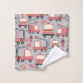 Red Firetrucks Firefighter Kinder reddingsvoertuig Bad Handdoek (Wasdoekje)