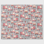 Red Firetrucks Firefighter Kinder reddingsvoertuig Cadeaupapier (Vlak)