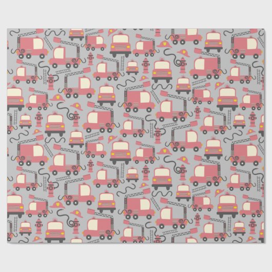 Red Firetrucks Firefighter Kinder reddingsvoertuig Cadeaupapier (Vlak)