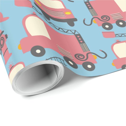 Red Firetrucks Firefighter Kinder reddingsvoertuig Cadeaupapier (Rol Hoek)