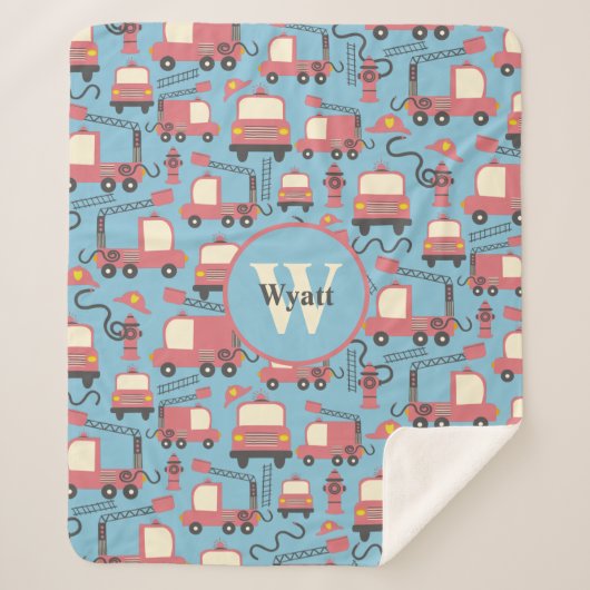 Red Firetrucks Firefighter Kinder Sherpa Deken (Voorkant)