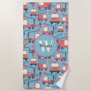 Red Firetrucks Firefighter Kinder Strandlaken