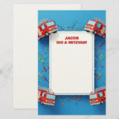 Red Firetrucks Gepersonaliseerd naam Mitzvah Notes Briefpapier (Voorkant / Achterkant)