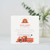 Red Firevrachtwagen Engine Kinder elke zondag uitn Bedankkaart (Staand voorkant)