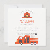 Red Firevrachtwagen Engine Kinder elke zondag uitn Bedankkaart (Voorkant)