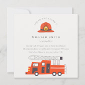 Red Firevrachtwagen Engine Kinder elke zondag uitn Bedankkaart (Voorkant)