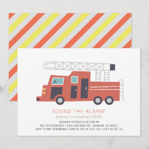Red Firevrachtwagen Firefighter Boy Birthday Kaart