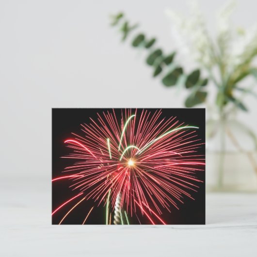 Red Fireworks Briefkaart (Staand voorkant)