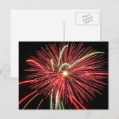 Red Fireworks Briefkaart (Voorkant / Achterkant)