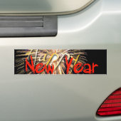 Red Fireworks Happy New Year 2019 Bumper S Bumpersticker (Op auto)