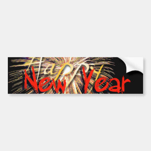 Red Fireworks Happy New Year 2019 Bumper S Bumpersticker