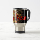 Red Fireworks Happy New Year 2019 Travel Mug Reisbeker (Voorkant rechts)