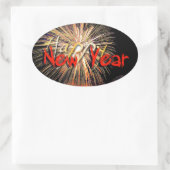 Red Fireworks Happy New Year 2022 O Sticker (Tas)