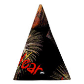 Red Fireworks Happy New Year 2025 Party Pet Feesthoedjes (Rechts)