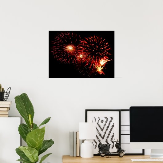 Red Fireworks Poster (Thuiskantoor)