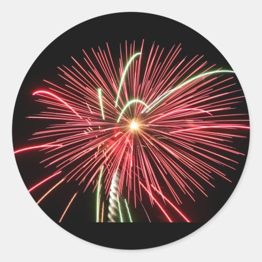 Red Fireworks Ronde Sticker (Voorkant)