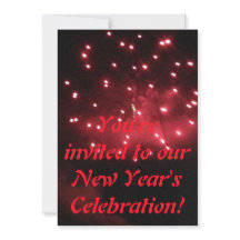 Red Fireworks Uitnodigingen voor nieuwjaarsviering
