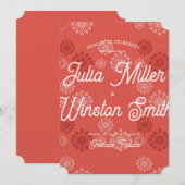 Red Fireworks Wedding Kaart (Voorkant / Achterkant)