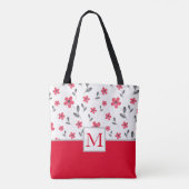 Red Five Petal Waterverf Flower Pattern Tote Bag (Achterkant)