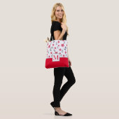 Red Five Petal Waterverf Flower Pattern Tote Bag (Op model)