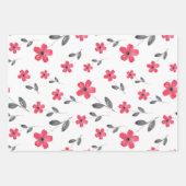 Red Five Petal Waterverf Flowers Inpakpapier Vel (Voorkant 3)