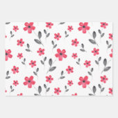 Red Five Petal Waterverf Flowers Inpakpapier Vel (Voorkant)