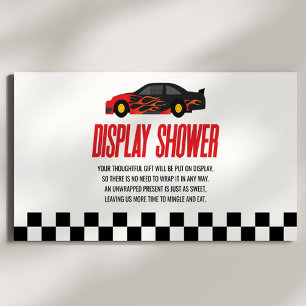 Red Flame Race Auto Baby shower Display Douche Informatiekaartje